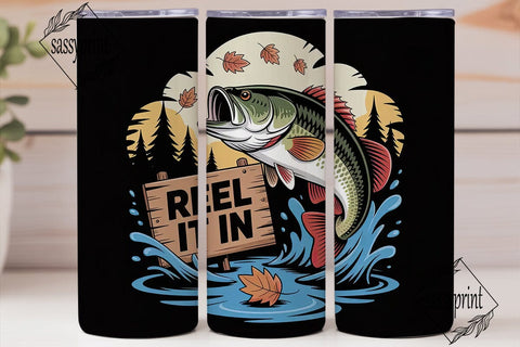 Reel It In Fishing 20oz Tumbler Wrap Sublimation sassyprint 