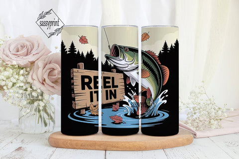 Reel It In Fishing 20oz Tumbler Wrap Sublimation sassyprint 