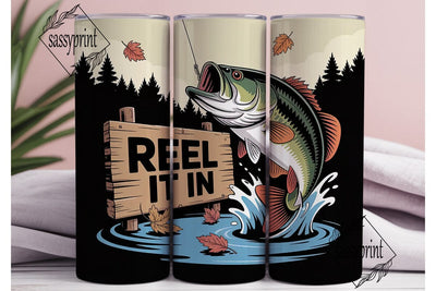 Reel It In Fishing 20oz Tumbler Wrap Sublimation sassyprint 