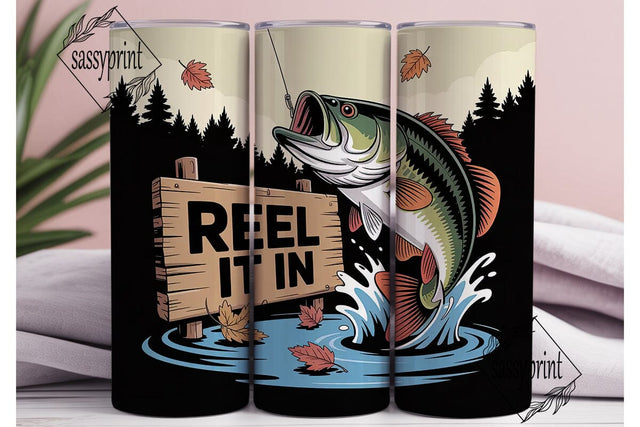 Reel It In Fishing 20oz Tumbler Wrap Sublimation sassyprint 