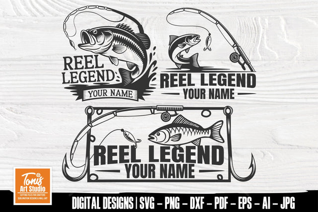 Reel Legend Fishing SVG – Bass Fish Cut Files – Monogram Fishing Shirt SVG – Reel Therapy Design – Svg Png Dxf Pdf Eps Ai SVG TonisArtStudio 