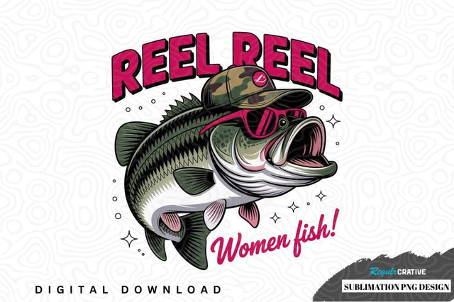Reel reel women fish sublimation png design Sublimation Regulrcrative 