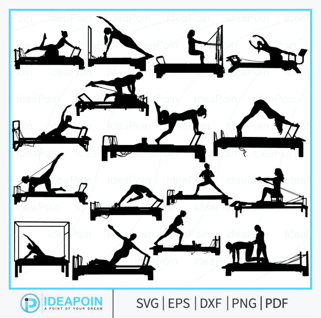 Reformer Pilates Png, Reformer Pilates Fitness Svg bundle, Reformer Pilates Fitness Silhouette, 16 Designs Pilates Fitness, Pilates Fitness SVG Dinvect 