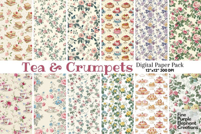 Regency Era Digital Paper - Shabby Chic Victorian Lady English Digital Pattern Fine Purple Elephant Creations 