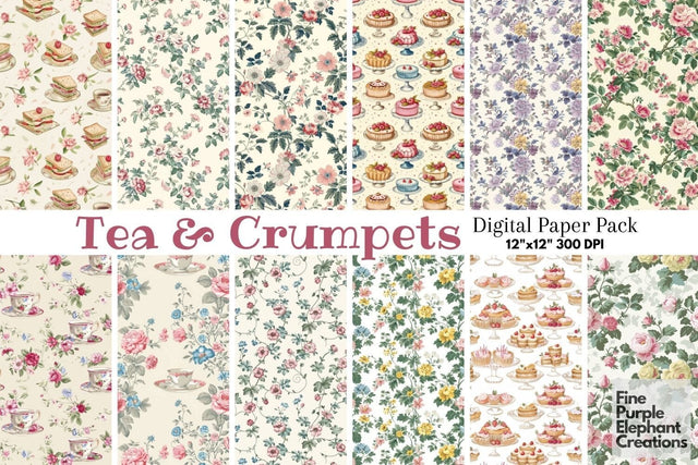 Regency Era Digital Paper - Shabby Chic Victorian Lady English Digital Pattern Fine Purple Elephant Creations 