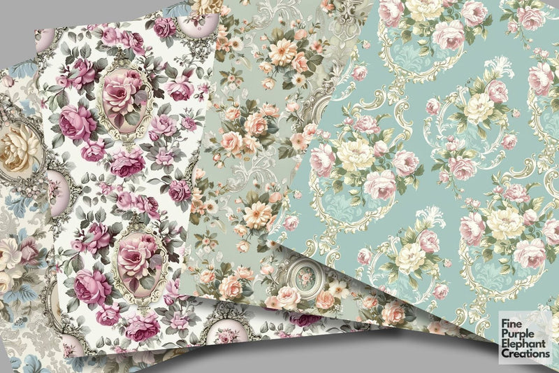 England Pattern Paper Regency Era Victorian England Digital Paper - Lady Frame Shabby Chic ...