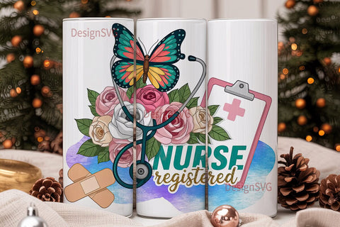 Registered Nurse 20oz Tumbler Wrap Sublimation DesignSVG 