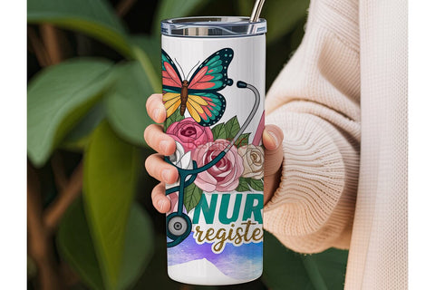 Registered Nurse 20oz Tumbler Wrap Sublimation DesignSVG 