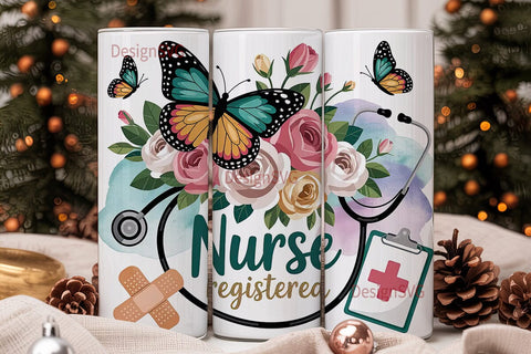 Registered Nurse 20oz Tumbler Wrap Sublimation DesignSVG 