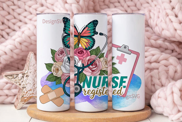 Registered Nurse 20oz Tumbler Wrap Sublimation DesignSVG 