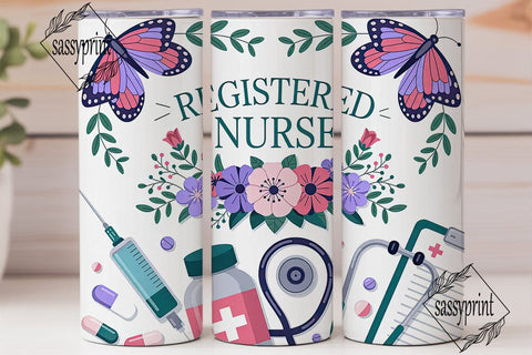 Registered Nurse 20oz Tumbler Wrap Sublimation sassyprint 