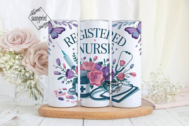 Registered Nurse 20oz Tumbler Wrap Sublimation sassyprint 