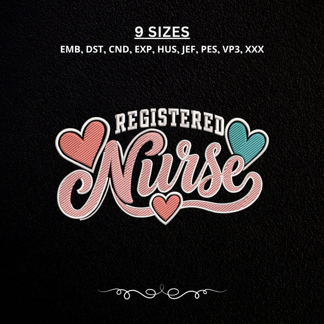 Registered Nurse Embroidery Design – RN Nurse Heart Machine Embroidery File, Nursing Medical Healthcare Appreciation Design Embroidery/Applique DESIGNS PatternFeed8 