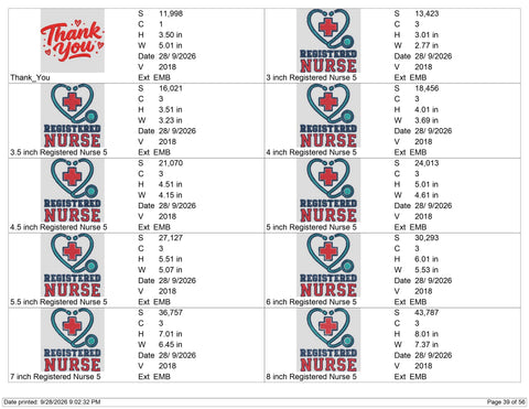 Registered Nurse Embroidery Design – Stethoscope Heart Medical Cross Machine Embroidery File, RN Nursing Healthcare Design Embroidery/Applique DESIGNS PatternFeed8 