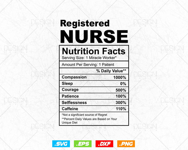Registered Nurse Nutrition Facts Editable T-shirt Design Svg Png Files, RN Nurse Life Svg, Nursing Svg files for cricut cutting files SVG DesignDestine 