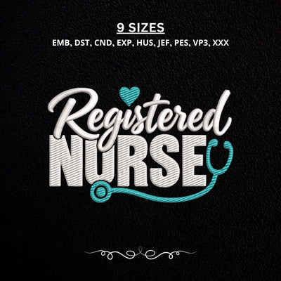 Registered Nurse RN Embroidery Design – Medical Caduceus Nursing Machine Embroidery File Embroidery/Applique DESIGNS PatternFeed8 