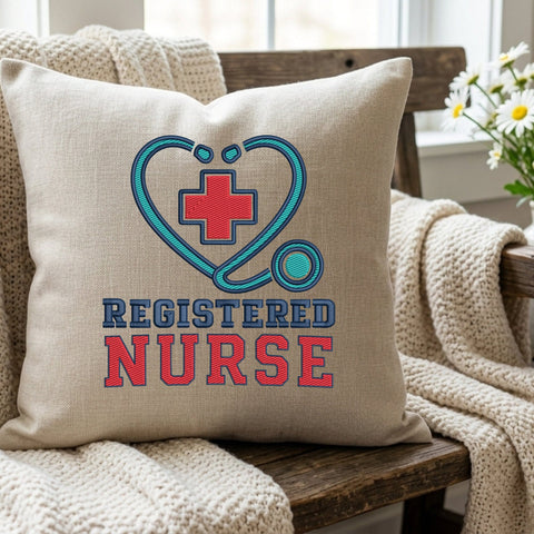 Registered Nurse Stethoscope Embroidery Design – RN Medical Cross Machine Embroidery File Embroidery/Applique DESIGNS PatternFeed8 