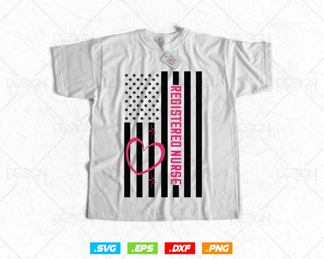 Registered Nurse with USA Flag Editable T-shirt Design in Ai Svg Files, Nurse Life svg files for cricut, American Flag Nurse cutting files SVG DesignDestine 