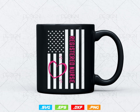 Registered Nurse with USA Flag Editable T-shirt Design in Ai Svg Files, Nurse Life svg files for cricut, American Flag Nurse cutting files SVG DesignDestine 