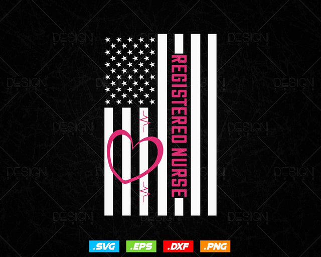 Registered Nurse with USA Flag Editable T-shirt Design in Ai Svg Files, Nurse Life svg files for cricut, American Flag Nurse cutting files SVG DesignDestine 