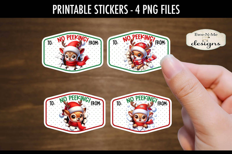 Reindeer 3D Printable Gift Tag Stickers | Reindeer Stickers Sublimation Ewe-N-Me Designs 