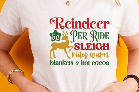 Reindeer 5c per ride sleigh rides warm blankets & hot cocoa SVG Angelina750 