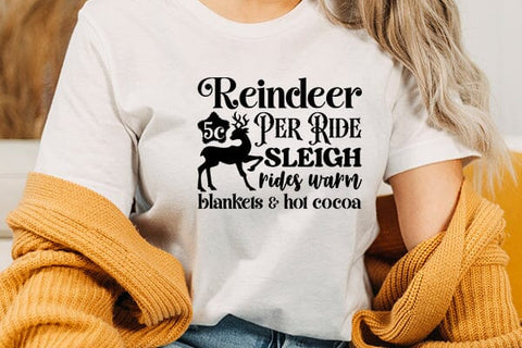 Reindeer 5c per ride sleigh rides warm blankets & hot cocoa SVG Angelina750 