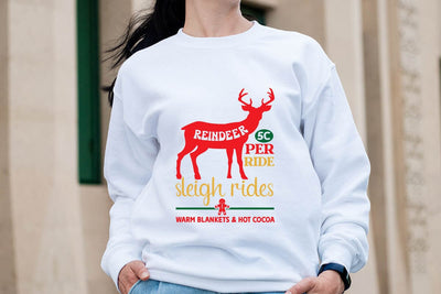 reindeer 5c per ride sleigh rides warm blankets & hot cocoa SVG Angelina750 