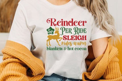 Reindeer 5c per ride sleigh rides warm blankets & hot cocoa SVG Angelina750 