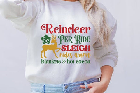 Reindeer 5c per ride sleigh rides warm blankets & hot cocoa SVG Angelina750 