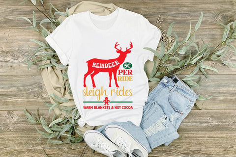 reindeer 5c per ride sleigh rides warm blankets & hot cocoa SVG Angelina750 