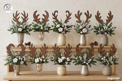 Reindeer Antler Plant Stake SVG Bundle SVG SvgOcean 