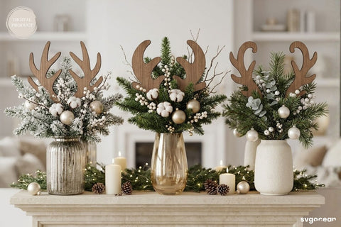 Reindeer Antler Plant Stake SVG Bundle SVG SvgOcean 