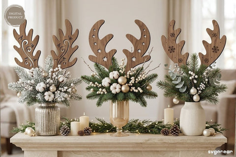 Reindeer Antler Plant Stake SVG Bundle SVG SvgOcean 