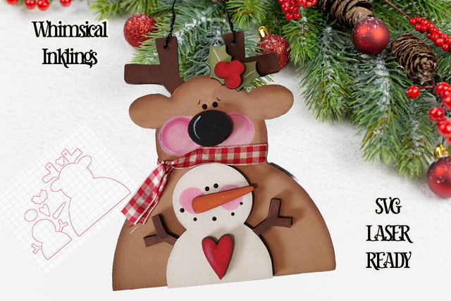 Reindeer Buddy ornament Laser SVG ornament SVG Whimsical Inklings 