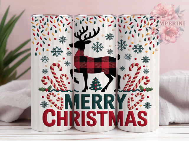 Reindeer Candy Cane Christmas Tumbler, Candy Cane Sublimation Design, Embroidery Holiday Art, 20oz Christmas Tumbler, Whimsical Reindeer Mug, Festive Candy Cane Cup, Cute Holiday Wrap Sublimation Li Zamperini 