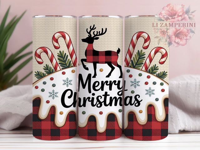Reindeer Candy Cane Christmas Tumbler, Candy Cane Sublimation Design, Embroidery Holiday Art, 20oz Christmas Tumbler, Whimsical Reindeer Mug, Festive Candy Cane Cup, Cute Holiday Wrap Sublimation Li Zamperini 