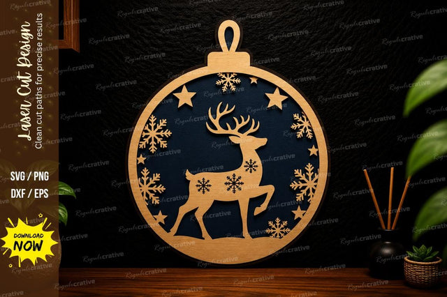 Reindeer Christmas Ornament Laser Cut SVG Design SVG Regulrcrative 