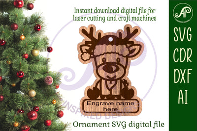 Reindeer Christmas Ornament SVG laser cut SVG APInspireddesigns 