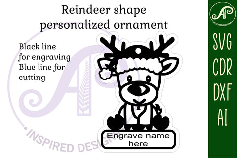 Reindeer Christmas Ornament SVG laser cut SVG APInspireddesigns 