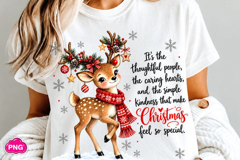 Reindeer Christmas PNG, Cute Woodland PNG Sublimation DesignPlante 503 