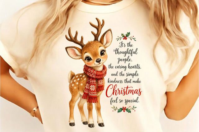 Reindeer Christmas PNG, Cute Woodland Sublimation SVGista 