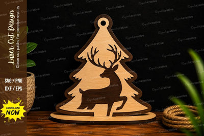 Reindeer Christmas Tree Laser Cut Svg Design SVG Regulrcrative 