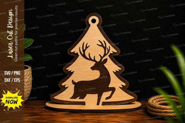 Reindeer Christmas Tree Laser Cut Svg Design SVG Regulrcrative 