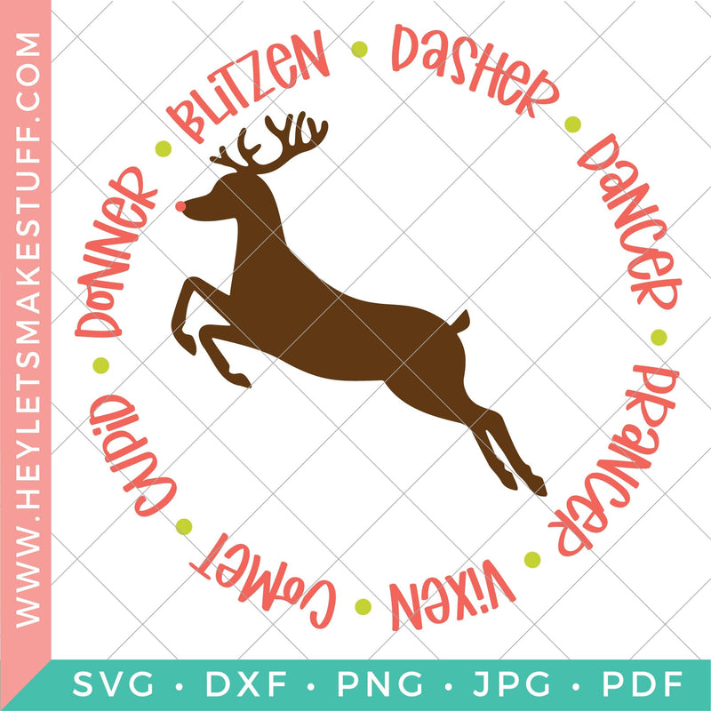 Reindeer Circle Names SVG Hey Let's Make Stuff 