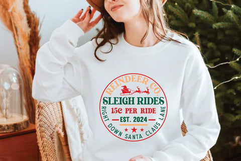 Reindeer co sleigh rides 15c per ride est 2024 right down santa claus lane SVG Angelina750 