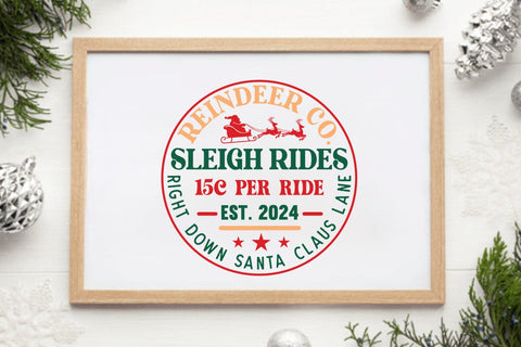 Reindeer co sleigh rides 15c per ride est 2024 right down santa claus lane SVG Angelina750 