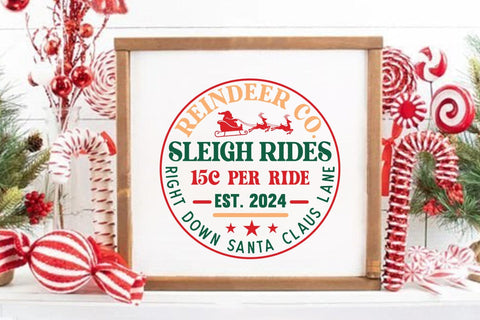 Reindeer co sleigh rides 15c per ride est 2024 right down santa claus lane SVG Angelina750 