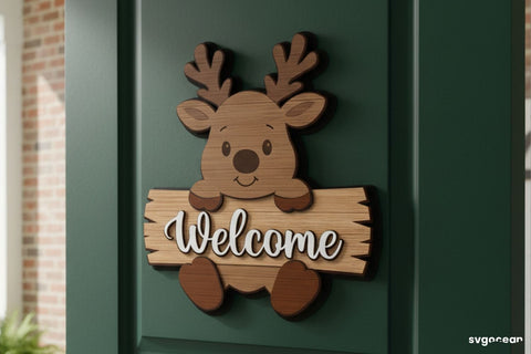 Reindeer Door Sign Laser Cut SVG SvgOcean 