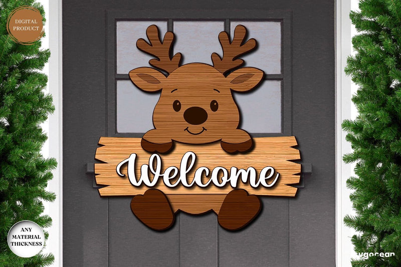 Reindeer Door Sign Laser Cut SVG SvgOcean 